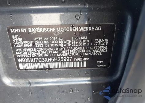 2017 BMW X1 Sdrive28I from USA, damaged, VIN WBXHU7C3XH5H35997